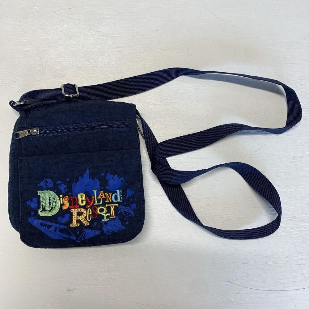 Walt Disney Resort Crossbody Bag Navy Nylon Embroidered - Small Size 7" x 8" VTG